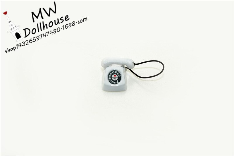 1:12 schaal bjd mini thuis bekabelde telefoon poppenhuis miniatuur speelgoedpop: Wit