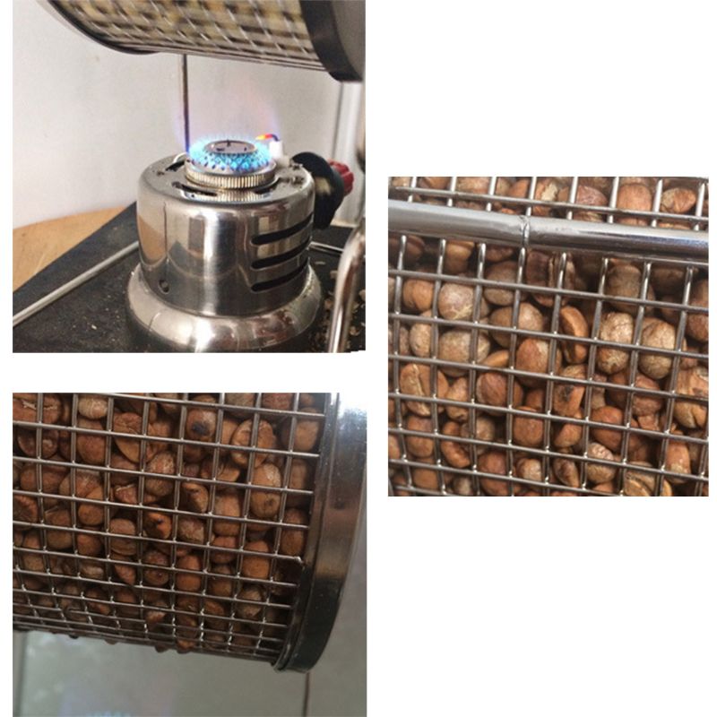 Protable Manual Handy Coffee Bean Roaster Set Stainless Steel Mill Hand Crank for Home Travel Camping Adjustable Multifunction