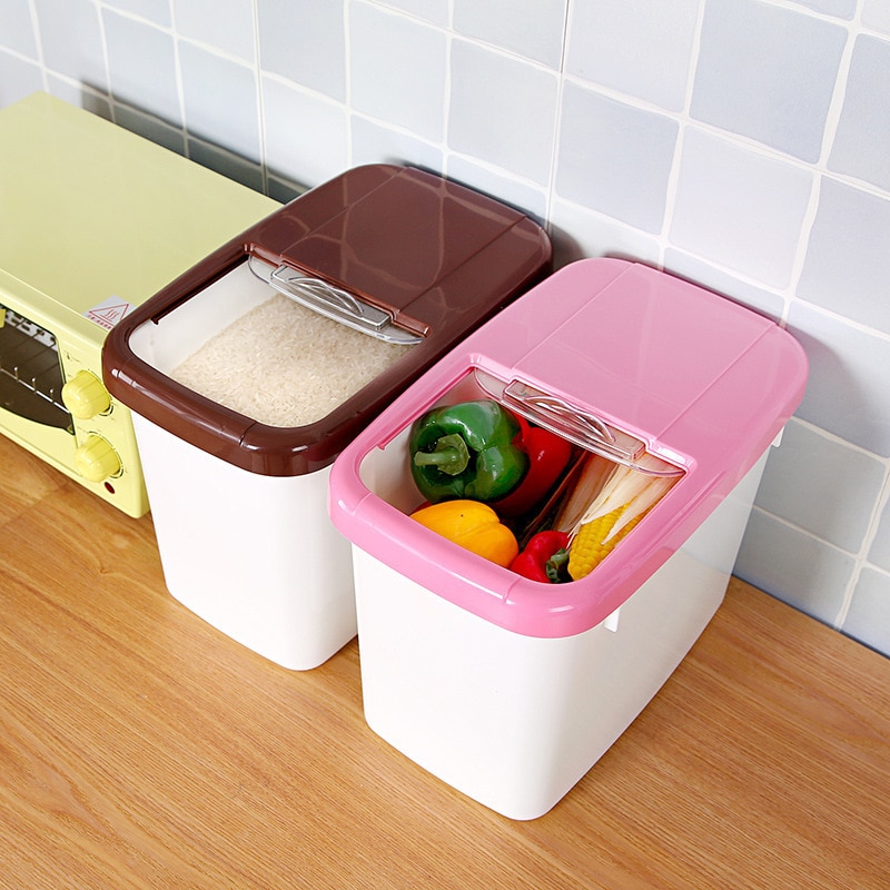 15 - 20 kg Nordic Plastic Food Storage Container Rice Grain Container Organizer Sliding Lid Sealed Freshness Storage Case