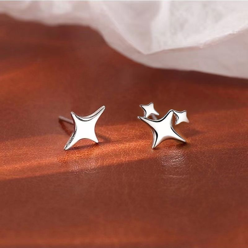 Pendientes hipoalergénicos de Plata de Ley 925 para mujer, Luna, estrella de David, hoja de arce, corazón, relámpago, joyería S999