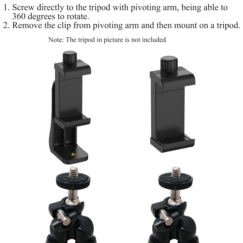 Trépied support de téléphone adaptateur standard, appareil photo numérique rotatif, support rapide, monopode réglable pour iPhone, caméscope, téléphones portables
