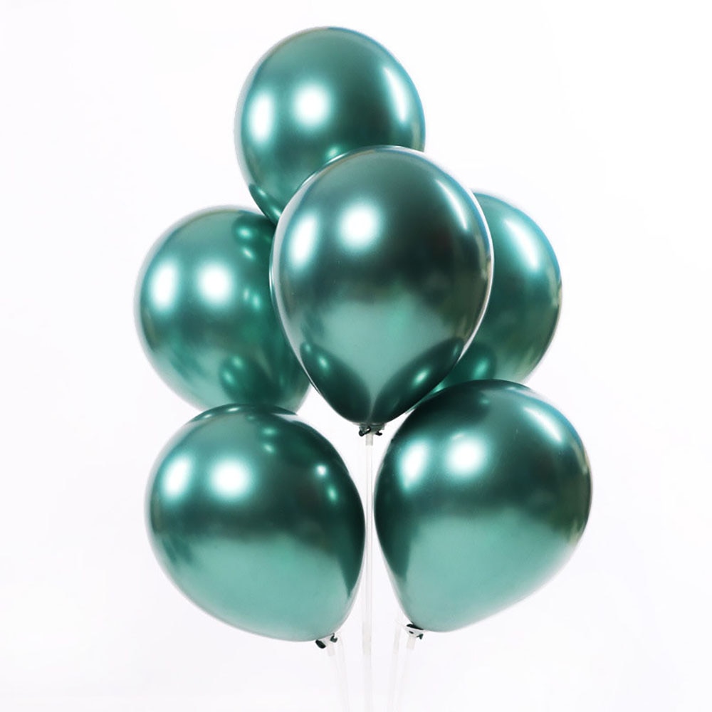 10 st 10 tum metalliska latex ballonger mörkgröna runda globos uppblåsbara helium ballong födelsedagsfest dekoration tillbehör