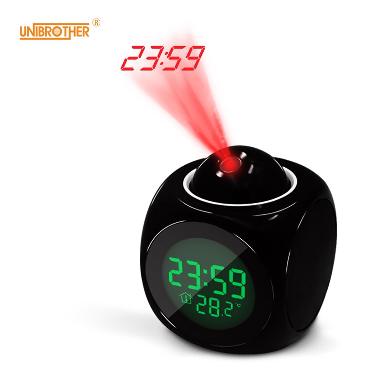 Alarm Clock Night Light For Projector Lamp Voice Temperature Digital Time Projection On Wall Ceiling For Bedroom Table Decoratio