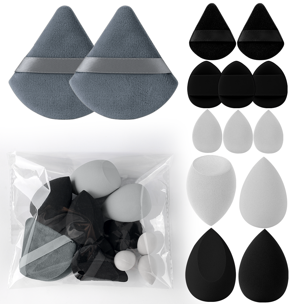 Juego de brochas de maquillaje para mujer, 3-20 piezas, base, sombra de ojos, colorete, resaltador, corrector, herramienta de belleza femenina, esponjas de belleza, esponjas para pulgar: Blanco
