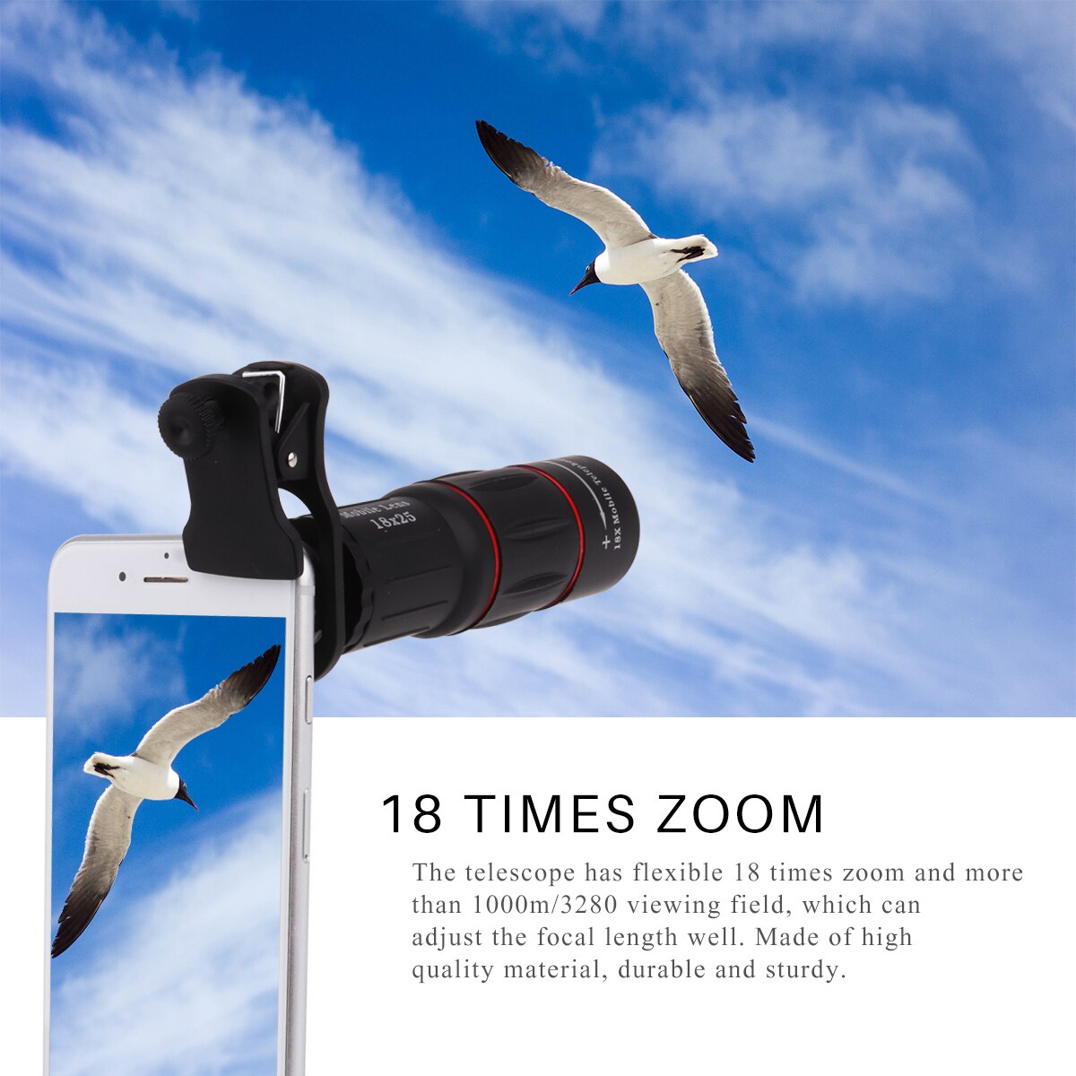 Telescope Monocular Phone Lens For Traveling Hiking Climbing Flexible 18 Times Zoom Telescopes for IPhone IPad Samsung