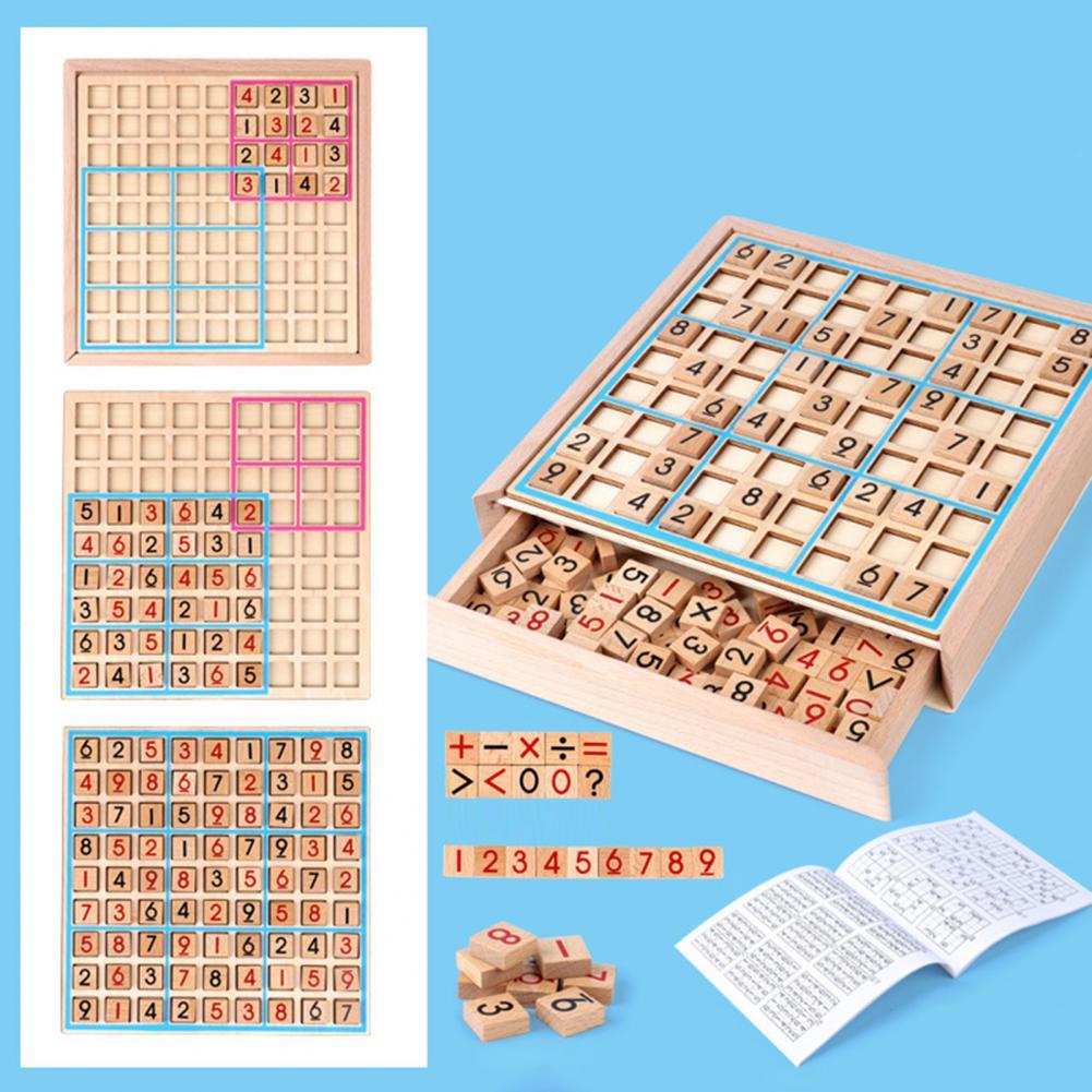 Wood Sudoku Board Puzzle Parent-Child Desktop Game Math Educational Toy Wood Toys Early Childhood Education Preschool Training