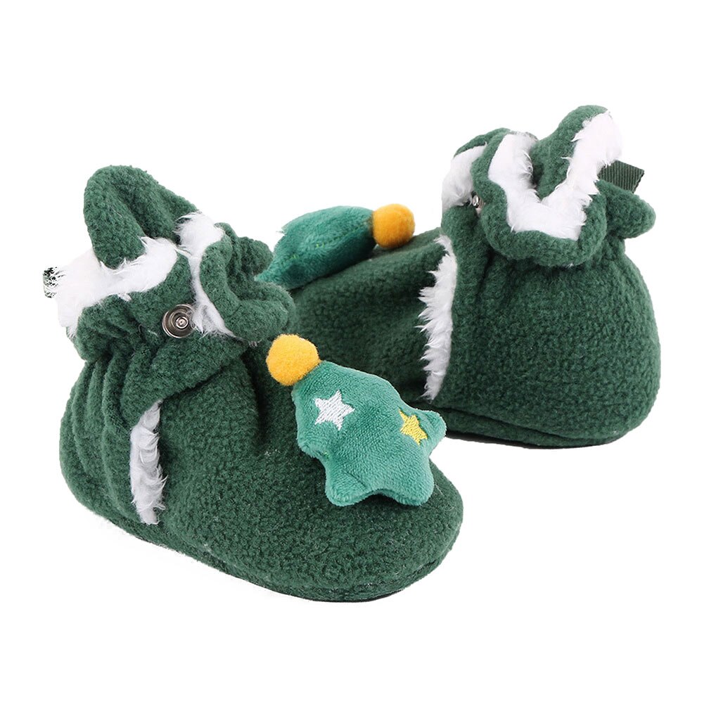 Baby christmas støvletter vinter varme 3d tegneserie fleece sokker krybbe sko skridsikker toddle first walking sko santa foot sokker