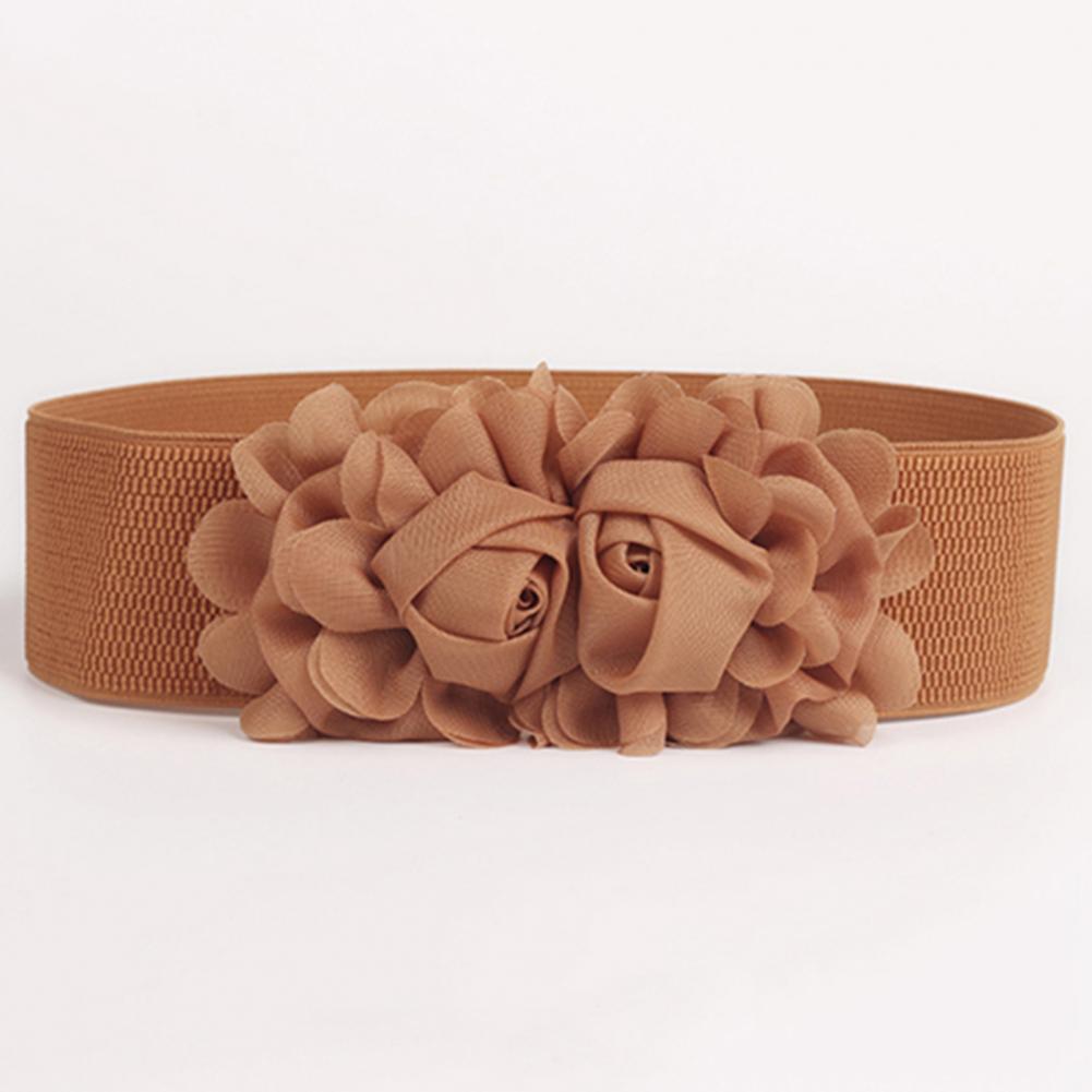 Waist Belt Ladies Wide Belt Women Girl Wide Stretch Elastic Waist Belt Solid Color Flower Waistband All-Match