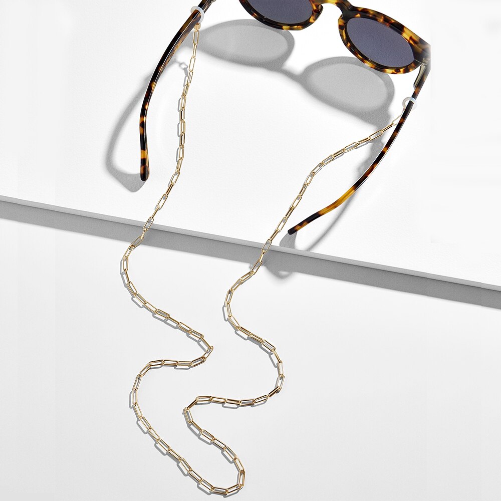 70cm Acryl Sonnenbrille Kette Mehrfarbig Lesebrille Schlüsselband Gurt Einstellbare Nacken Kette Brillen Schlüsselband: Gold 1