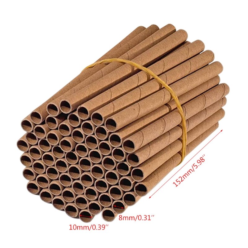 583A 50Pcs Bee House Tubes Refill Bee Paper Tube Liners for Insect Nest Beehive House Garden Pollinator Bee House Nest Tubes