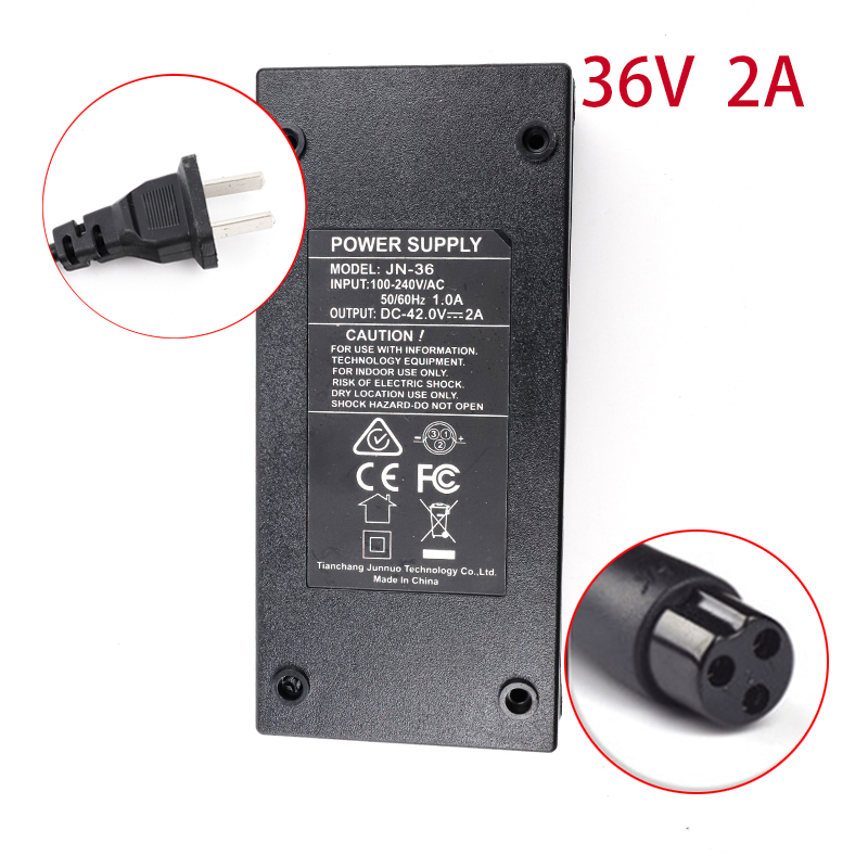 Chargeur universel de batterie au Lithium pour vélo électrique, 24v 2a 36v2a 48v2a 60v2a, accessoires pour Scooter électrique: Black