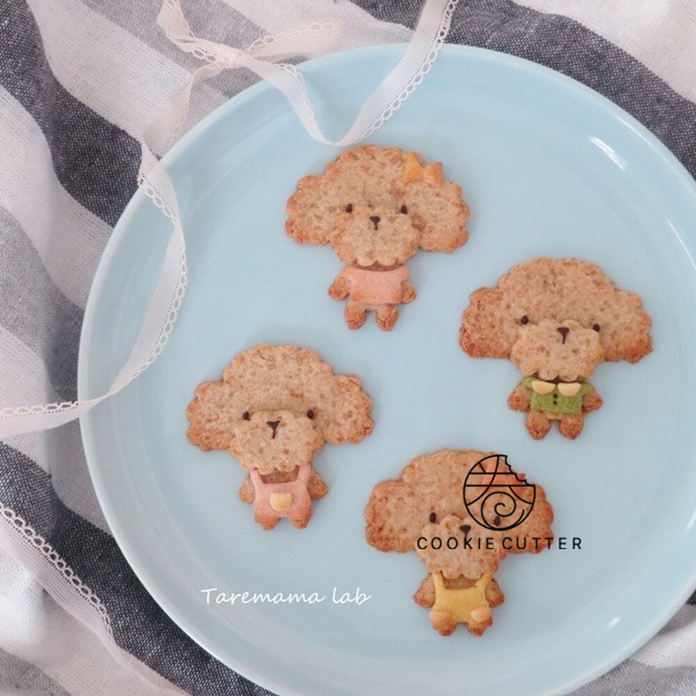 Teddy Hond Poedel Cookie Cutter Biscuit Mold Dress Up Kleding Decoratie Gereedschappen Fondant Suiker Ambachtelijke Hand Druk Pla Plastic Mal