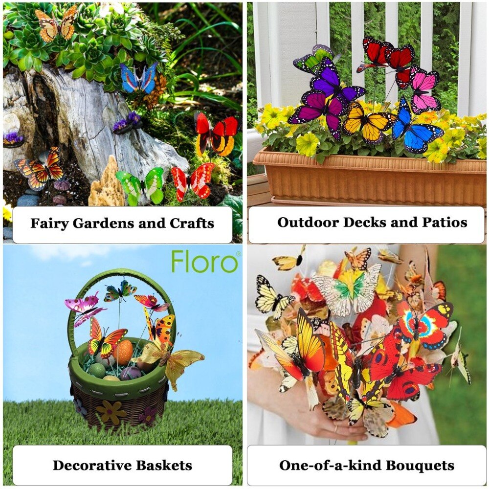 10 Stks/partij Kunstmatige Vlinder Tuin Decoratie Simulatie Vlinders Stakes Outdoor Yard Ornamenten Plant Gazon Decor Ambachten