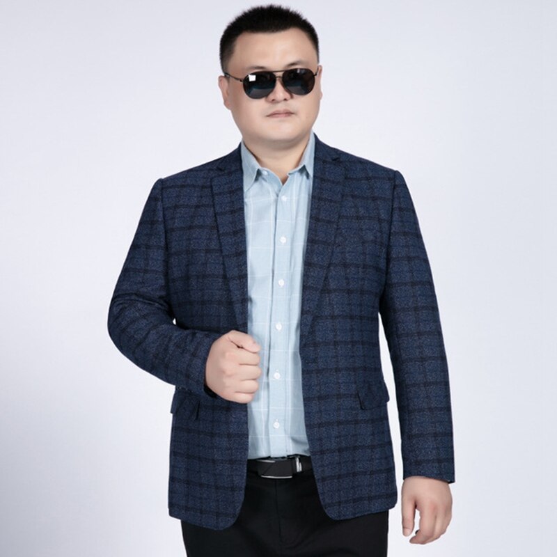 Frühling neue männer Blazer 8XL Plus größe verlieren lässig karierten anzug große größe jacke flut Western-stil kleidung: Blau / XXL