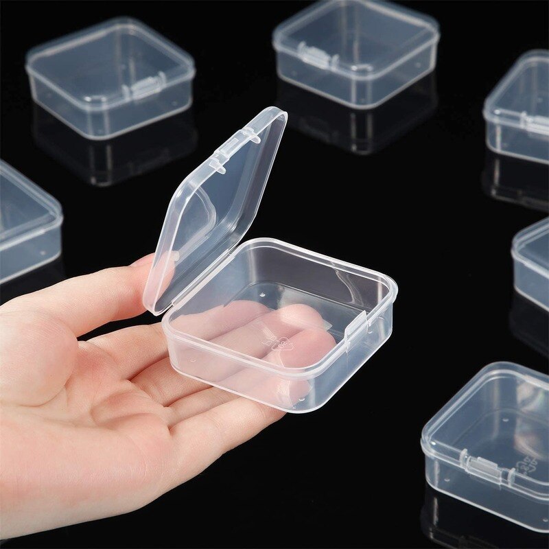 36PCS Mini Clear Plastic Storage Containers with Lids Empty Hinged Boxes for Beads Jewelry Tools Craft Supplies Flossers Fishing