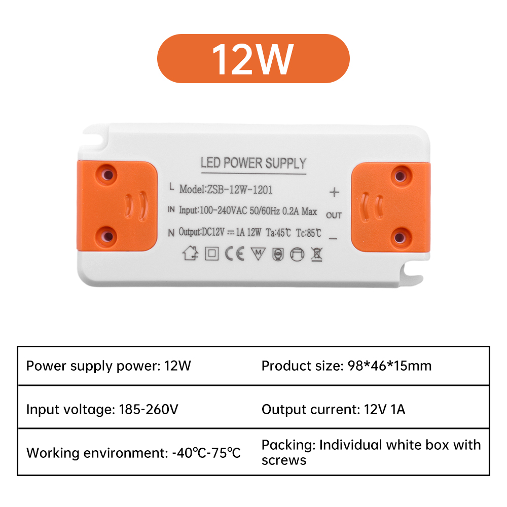 DC 12V Ultradünner Beleuchtungstransformator LED-Netzteil 12W 18W 24W 36W Treiber 110V 220V 230V für LED-Streifenlichter: Beige