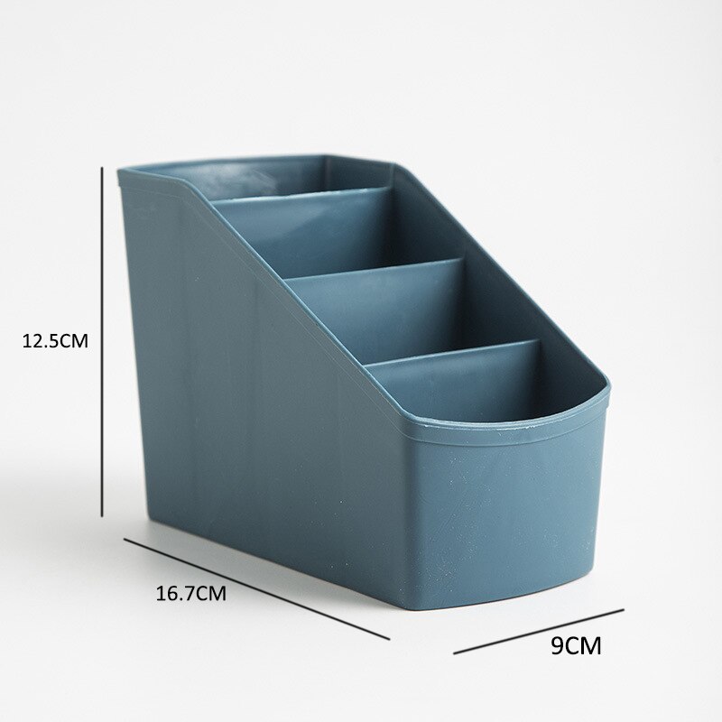 Trapezoid 4 Grid Desktop Pen Holder Office School Storage Case Plastic Box Desk Pen Pencil Organizer Blue Orange Coffee