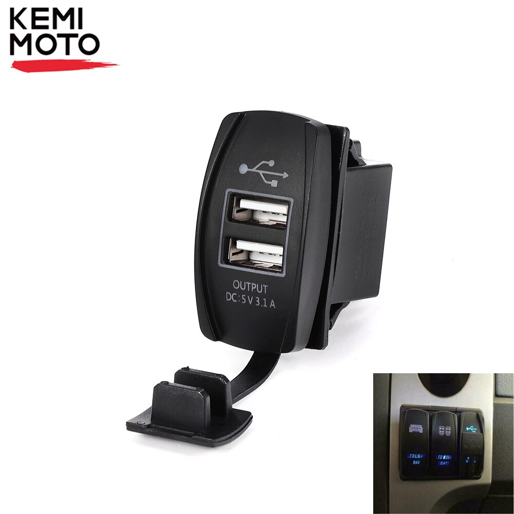 12-24V Blauwe Led Usb Charger Backlight Rocker Switch Voor Polaris Rzr Ranger 900 1000 RZR900 Voor John deere Gator Xuv Voor Kawasaki