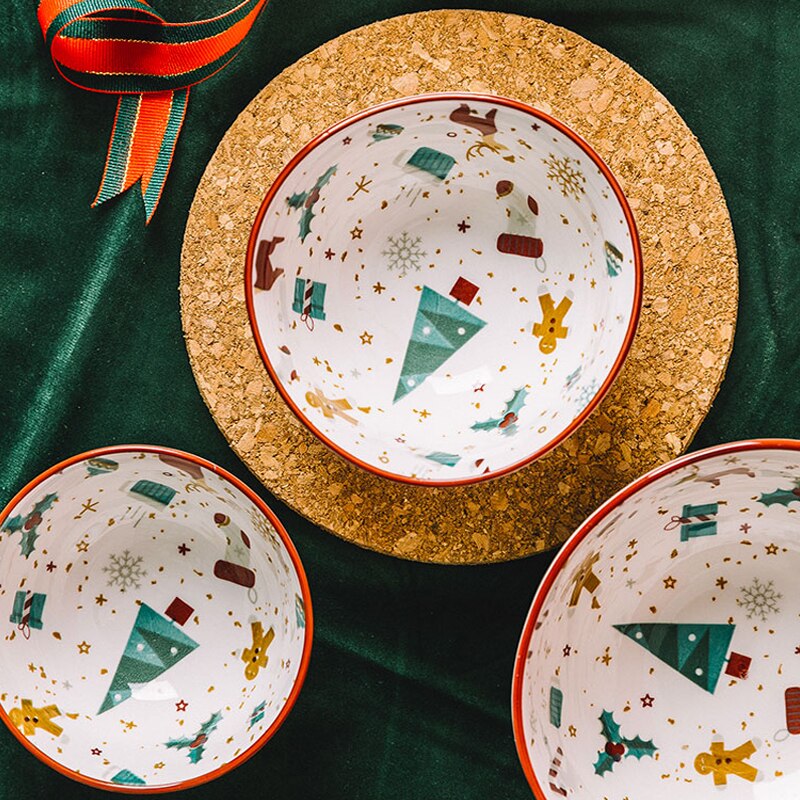 Salad Plate Noel Ceramic Cartoon Cute Christmas Gingerbread Man Shape Dessert Dinner Table Must-Have Suitable