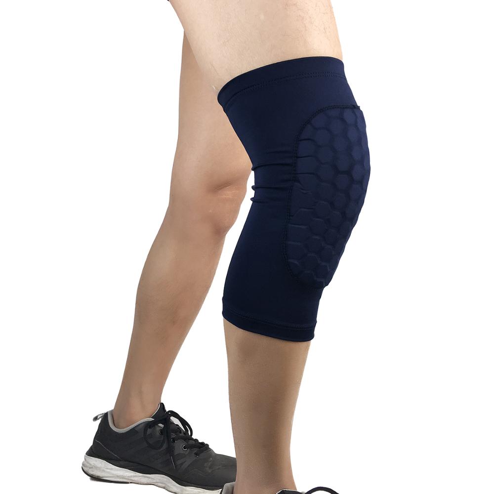 Basketbal sport kniebeschermers honingraat sportveiligheid volleybal kniebeschermers compressiekousen kniebandages brace bescherming voetbal 1pc: Lichtgrijs / Ik