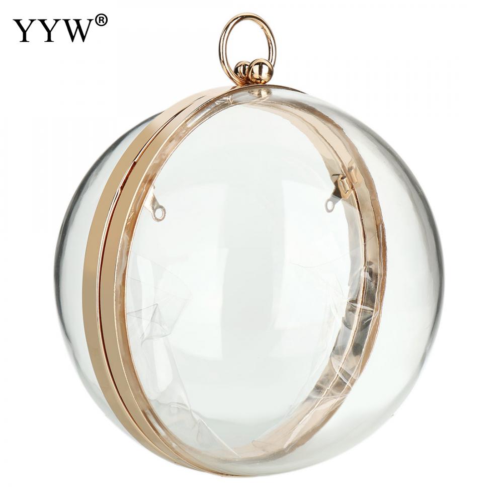 YYW Acrylic Round Ball Shoulder Bag For Women 2022 Crossbody Bags With Chain Transparent Evening Clutch PVC Handbags