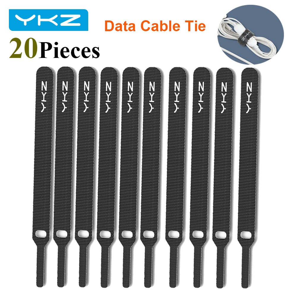 YKZ-correas de nailon reutilizables para 20 piezas, gancho y bucle, lazos de Cable, organizador ordenado, duradero para Cable de datos de línea USB, Cable Earphione