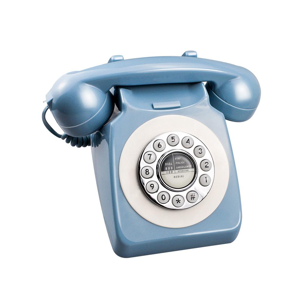 Ms -300 blå retro hjemmetelefon europa amerika fastnet roterende drejeskive genopkaldsknap til hotelfamilietelefon eu us retro