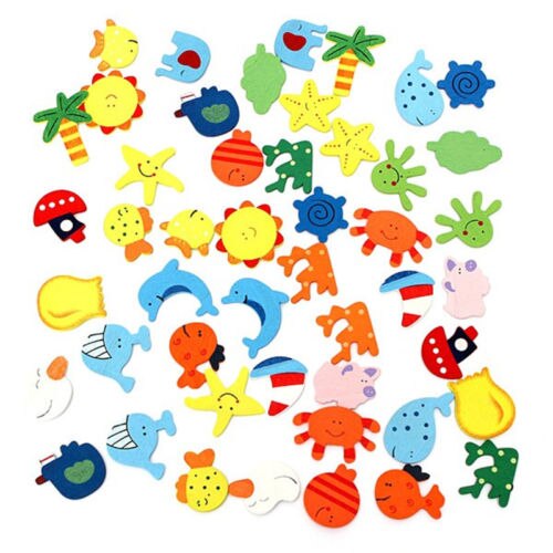 12 Stks/set Baby Kids Leuke Magneten Houten Cartoon Dier Kind Educatief Speelgoed Koelkastmagneet Stickers