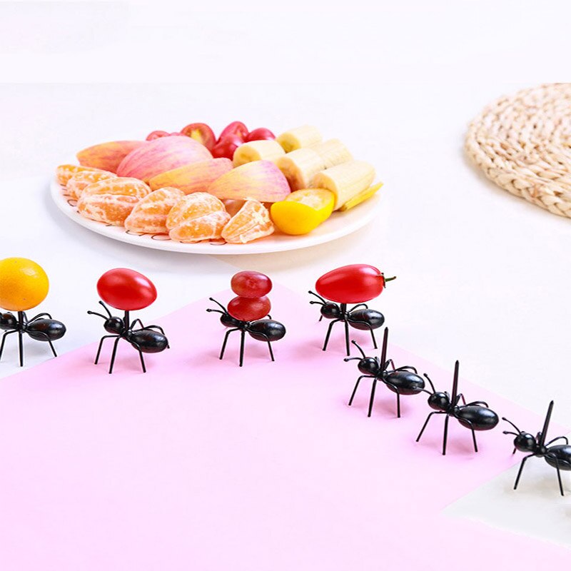 12 stk/sæt myretandstikkere køkkenværktøj dyreplast dessertgafler dekorativt køkken bar børnedessert frugtgaffel