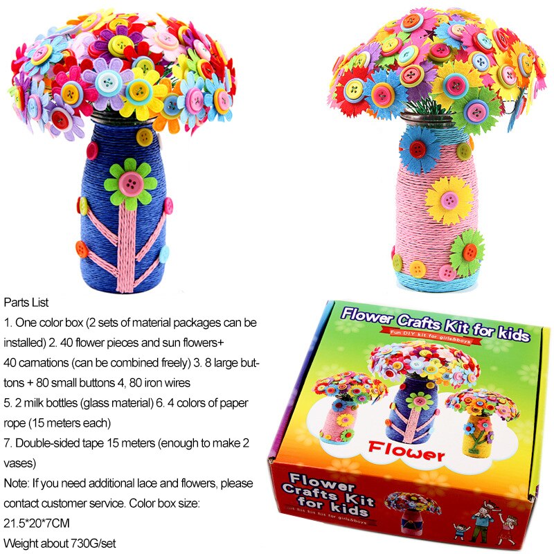 Los niños hecho a mano botón original-flores artesanía bricolaje flor botón de la flor de juguete niñas juego