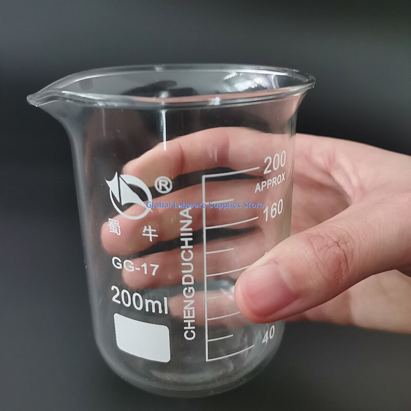 1pcs High Glass Beaker For Laboratory Glassware, Capacity 25/50/100/150/200/250/300/400/500/600/800/1000/2000ml