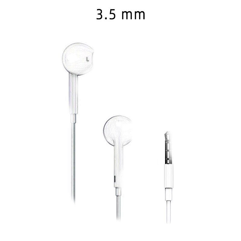 Headphones with Cable and Microphone for mobile Laptop PC Headphone Type C Lightning 3.5mm: 3.5mm Blanco