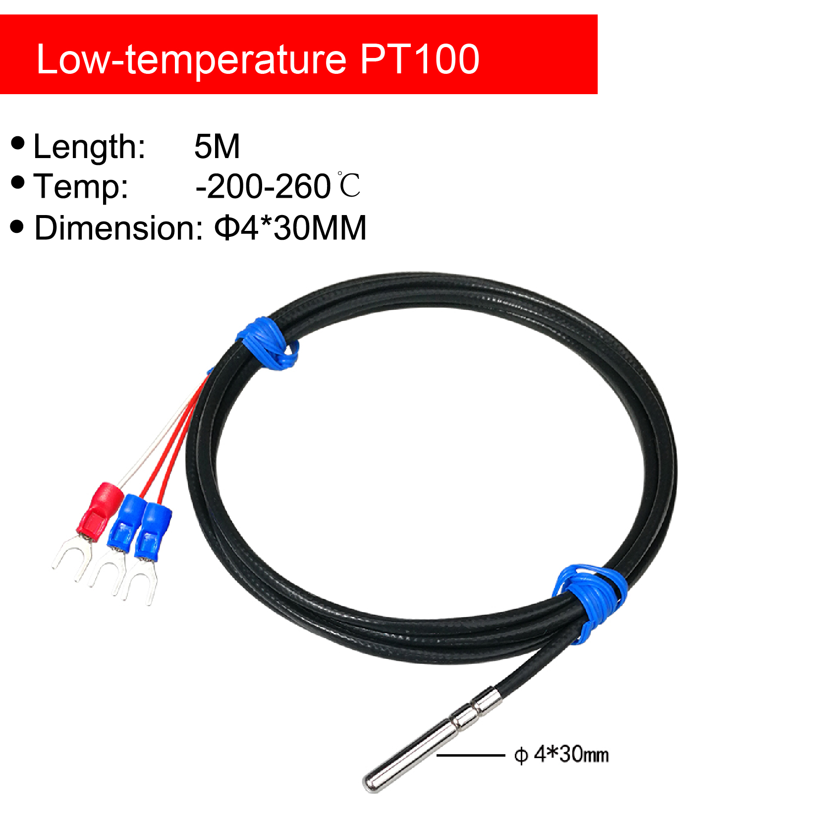Low Temperature Sensor Cryogenic Probe Sub-Zero Monitoring Device Ultralow Freezing Point Temperature Sensor for Industrial Use: WHITE