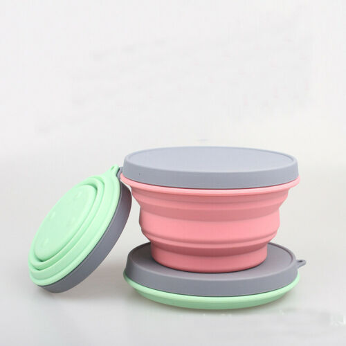 Collapsible Silicone Bowl & Lid 500ML Foldable Camping Picnic Food Storage Containers Portable