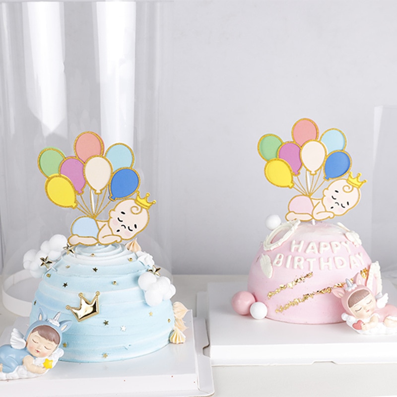 Ballongsnöre baby tårta dekoration godis bar baby shower kön avslöja barn fest tillbehör grattis på födelsedagen tårta topper