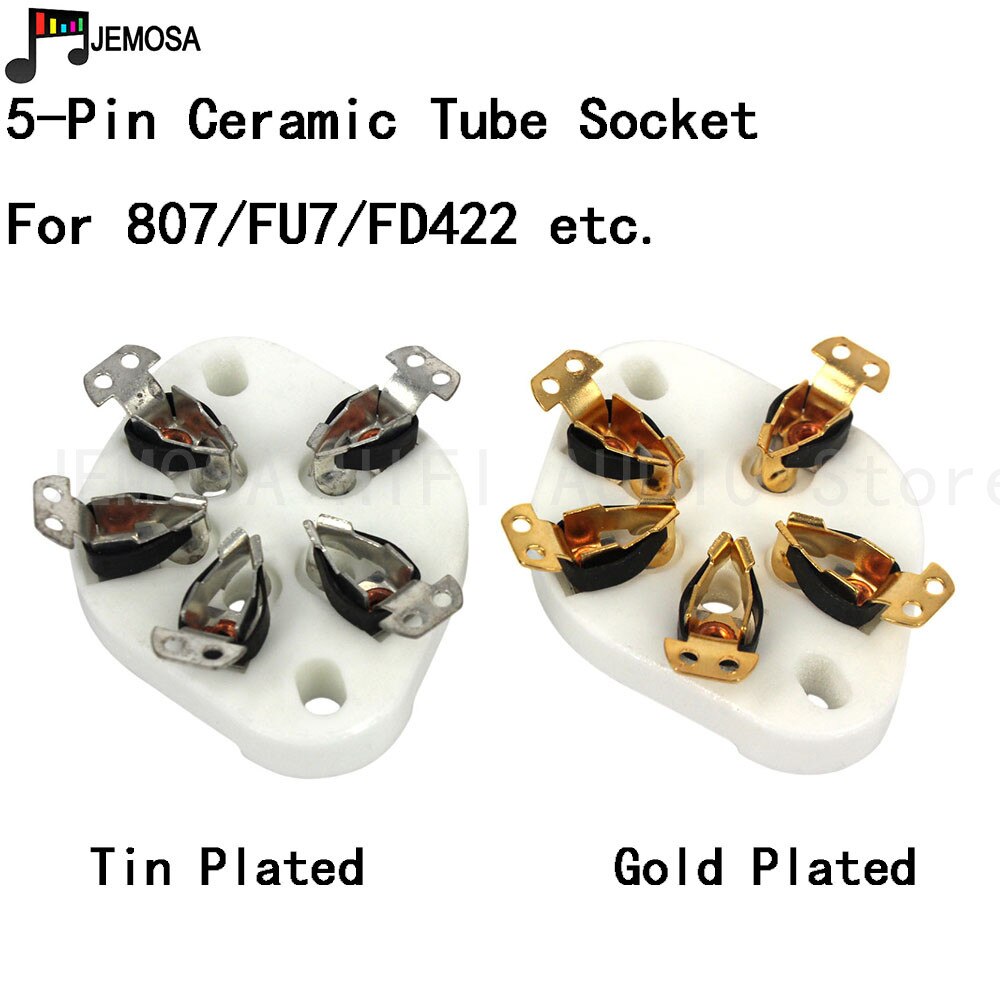 5PCS Ceramic Tube Socket 5Pins Electron Tube Seat For 807 FU-7 FD422 Vacuum Tube