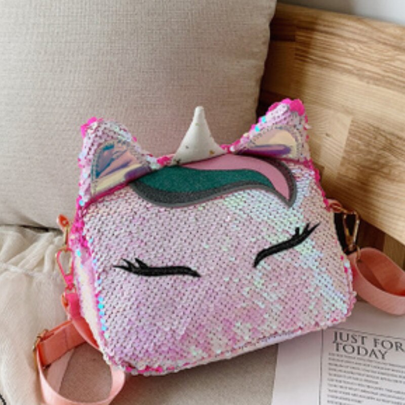 Eenhoorn Handtassen Voor Meisjes Reizen Vrouwen Print Cartoon Schoudertassen Pailletten Crossbody Tas Kerst Leuke Candy Bag: Candy Pink