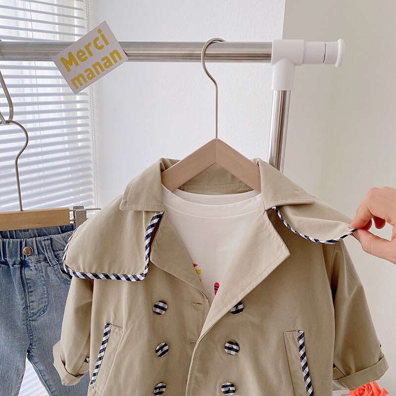 Giacche trench casual allentate per ragazzi e ragazze in stile coreano unisex 1-6Y