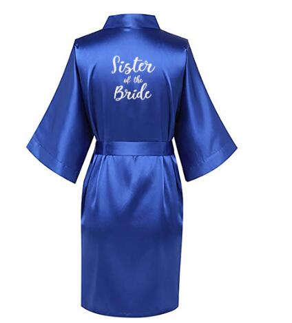 Robe de Mariée Kimono en Satin Bleu Royal avec Lettres Blanches, Vêtement de Mariage, pour Femme,: XXL / Or