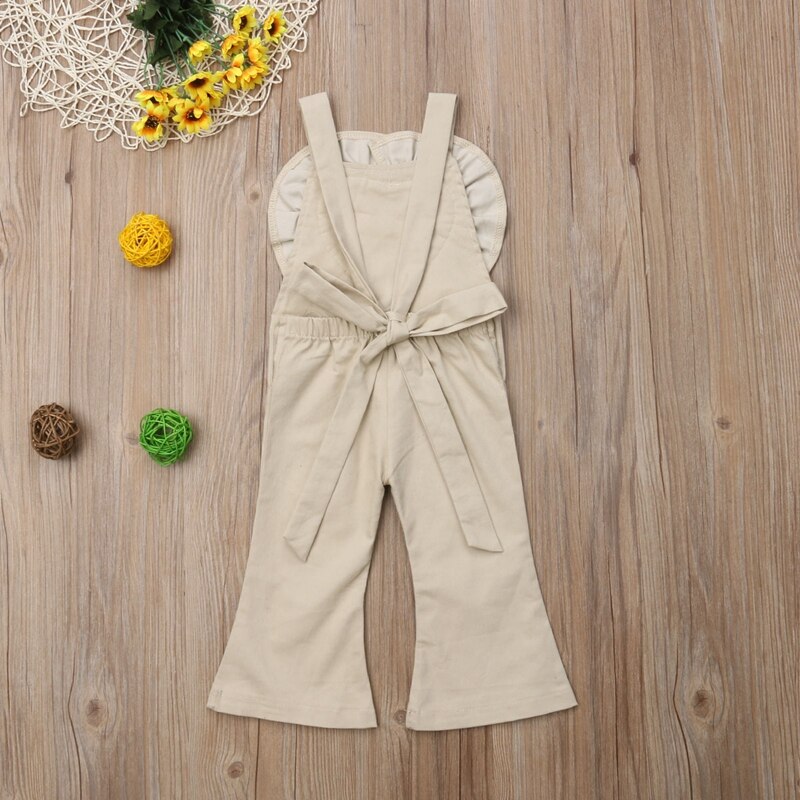 Princess 1-6 Years Kids Girls Boot Cut Pants Heart-shaped Drawstring Cute Overalls Clothes Outfits