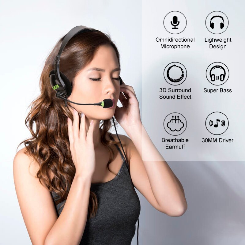 USB Headset with Microphone for PC Computer Laptop Stereo Wired Headphone Working Office Headset Gamer Headphone For Women