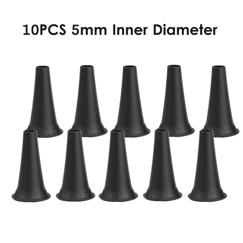 2.4/3/4/5 Mm Medische Herbruikbare Volwassen Kind Non Disposabe Speculum Otoscoop Tip Accessoire Set Nozzle specula Kegels Vervanging: 10PCS 5mm Size