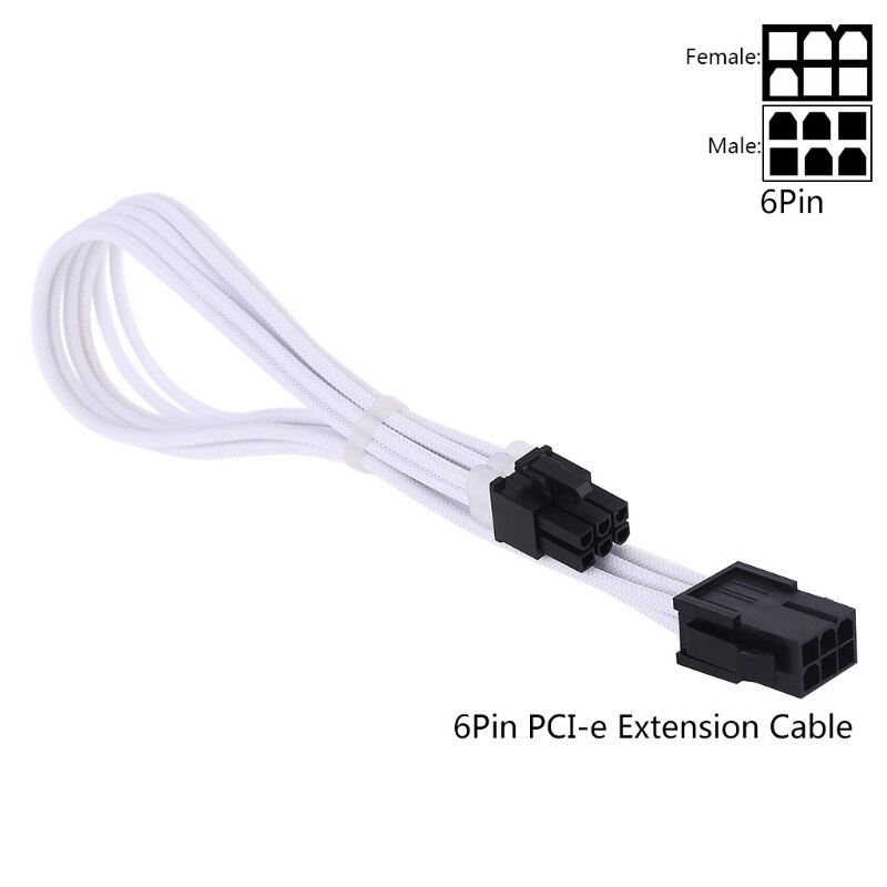 Mouw Extension Voeding Kabel 24-Pin Een Tx/Eps/8-Pin Pci-E Gpu/8pin cpu/6-Pin Pcie/4Pin Cpu Kabel Met Kammen 18 Awg: White 6PIN