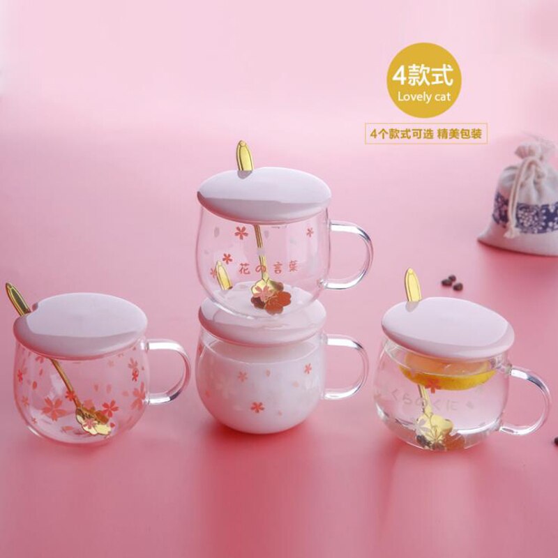 Tasse à café lait chat mignon | Tasse à café tasse à eau en verre, tasse à thé Cartoon, maison bureau petit déjeuner tasse à lait pour jus de fruits,