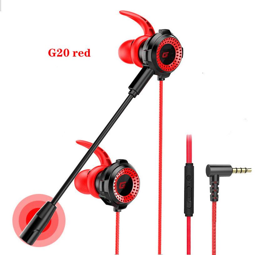For PS4 Xbox One Nintendo Switch PUBG PC 3.5mm Wired Dynamic Gaming Earphones with Dual Mic Volume Control Gamer Headset Earbuds: G20 red