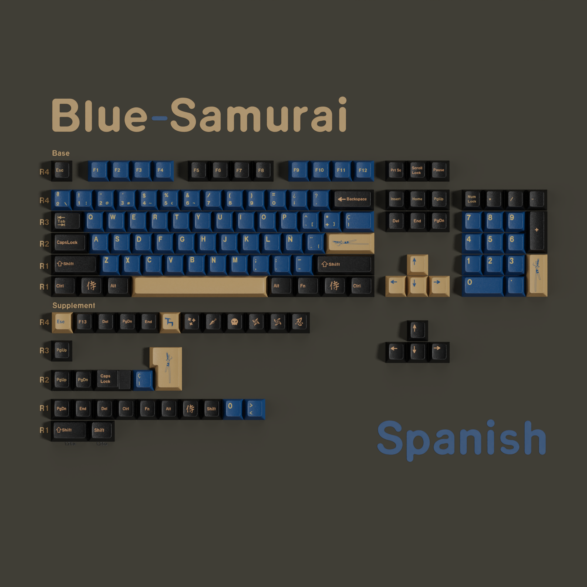ES español PBT Keycaps MOA cereza rojo azul Samurai noche Sakura Morandi tinte Sub Keycap para teclado mecánico Ansi de ISO: Beige