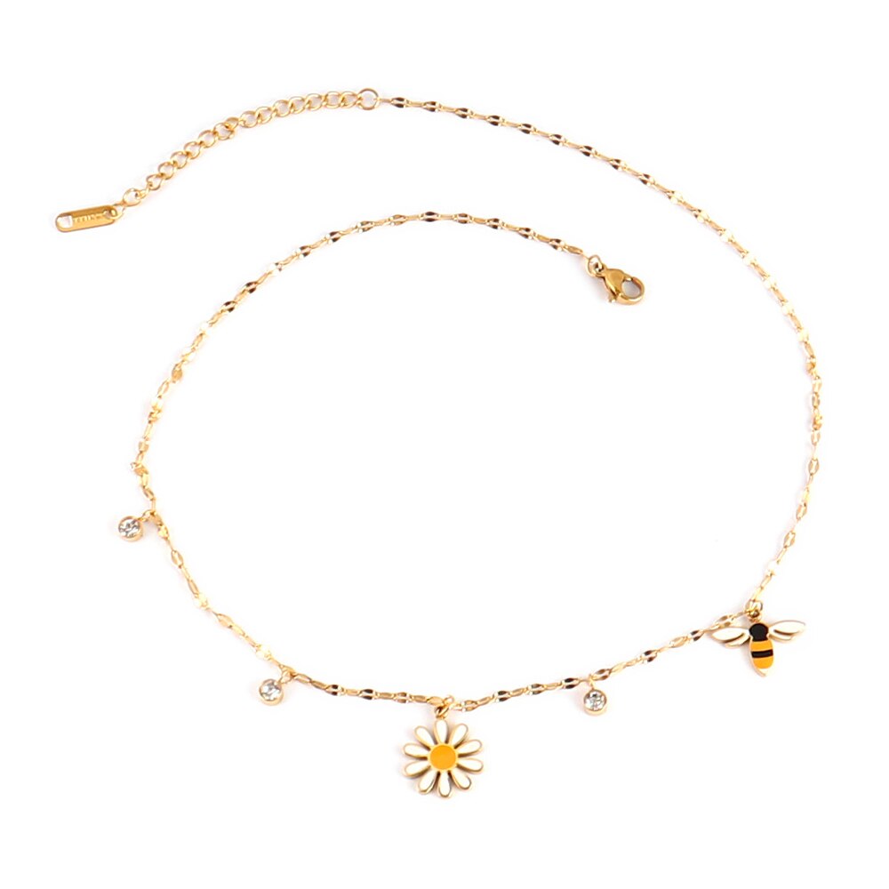 Trendy Product Stainless Steel Necklace For Women Gold Silver Color Charm Flower Butterfly Pendant Necklace Jewelry