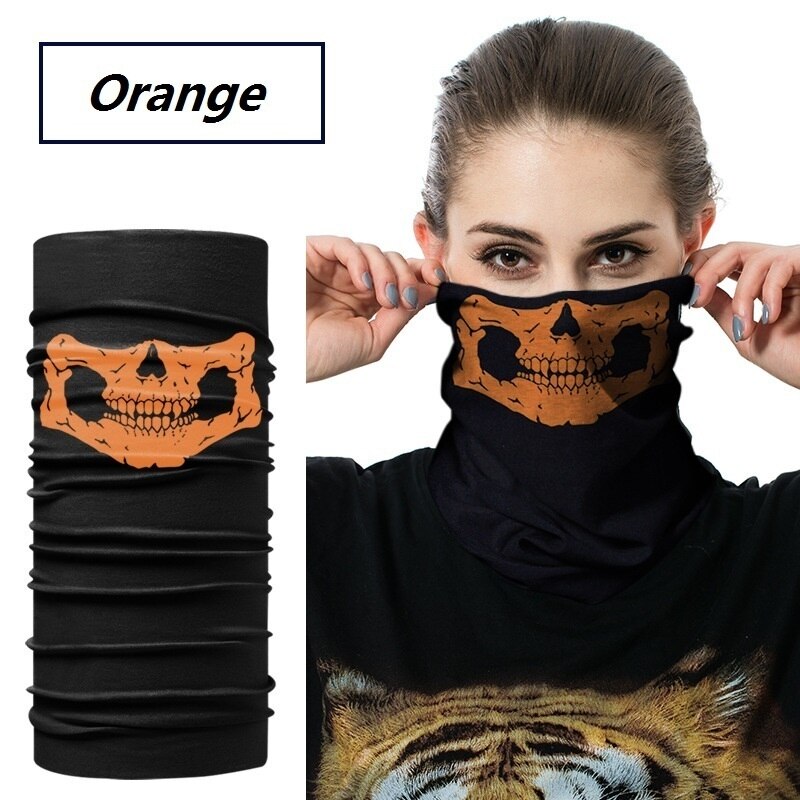 Luftvåben kranium rørformet beskyttende støvmaske bandana motorcykel ridning polyester tørklæde ansigt hals varmere maske: Orange