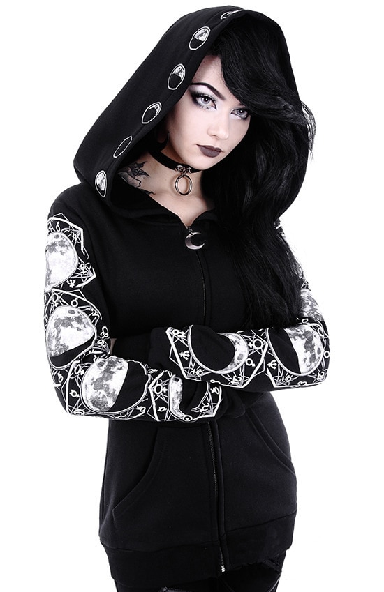 Punk Gothic Schwarz Hoodie Sweatshirt Frauen Plus Größe Tops Drucken Mit Kapuze Hipster Streetwear Frühjahr Große Größen Goth Mädchen Hoodies 5XL