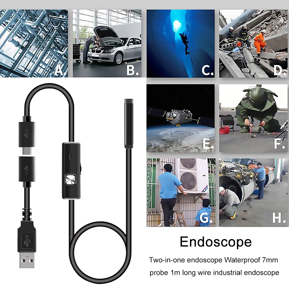 Industrial Endoscope IP67 with 6 LED Conduit Air Conditioning Pipeline Drain Sewer Inspection Waterproof Snake Camera
